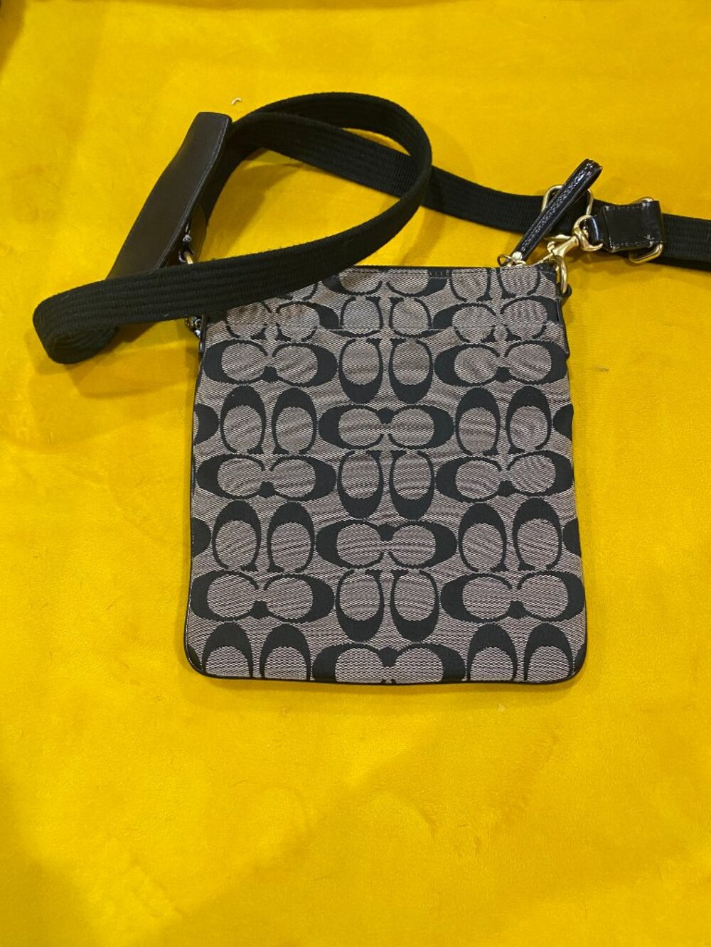Coach Black Signature Canvas Crossbody Bag | Monogram Logo Print | Convertible - Picture 3 of 5